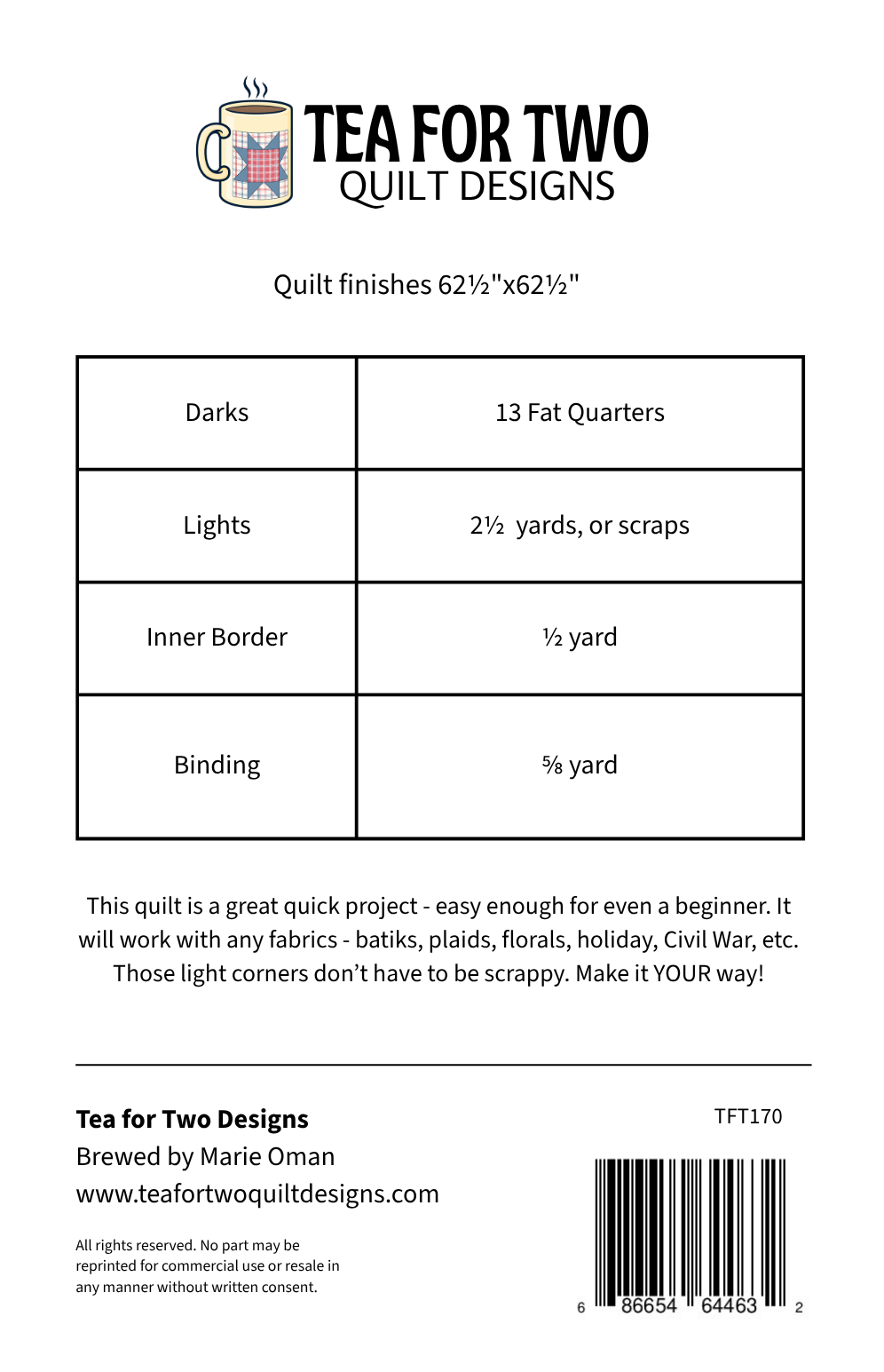 Goosebumps Quilt Pattern by Tea for Two Designs