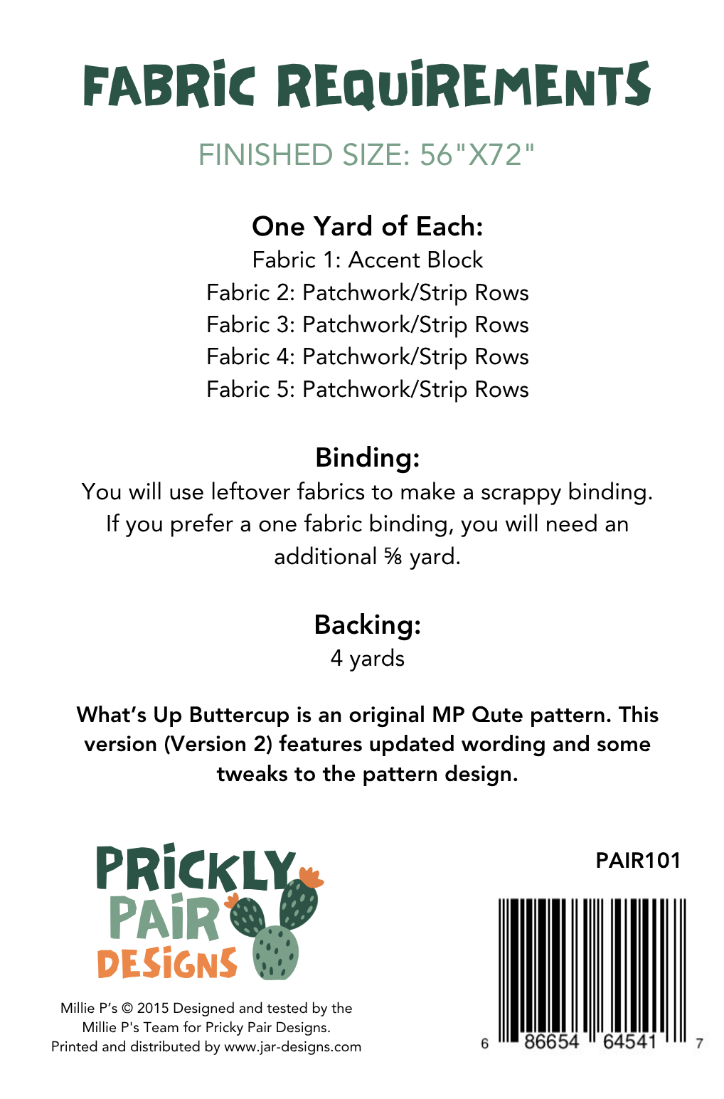 What's Up Buttercup? Quilt Pattern by Prickly Pair Designs