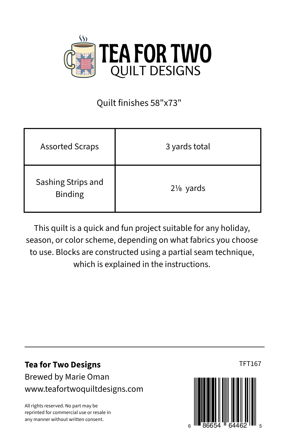 Sash a Stash Quilt Pattern by Tea for Two Designs