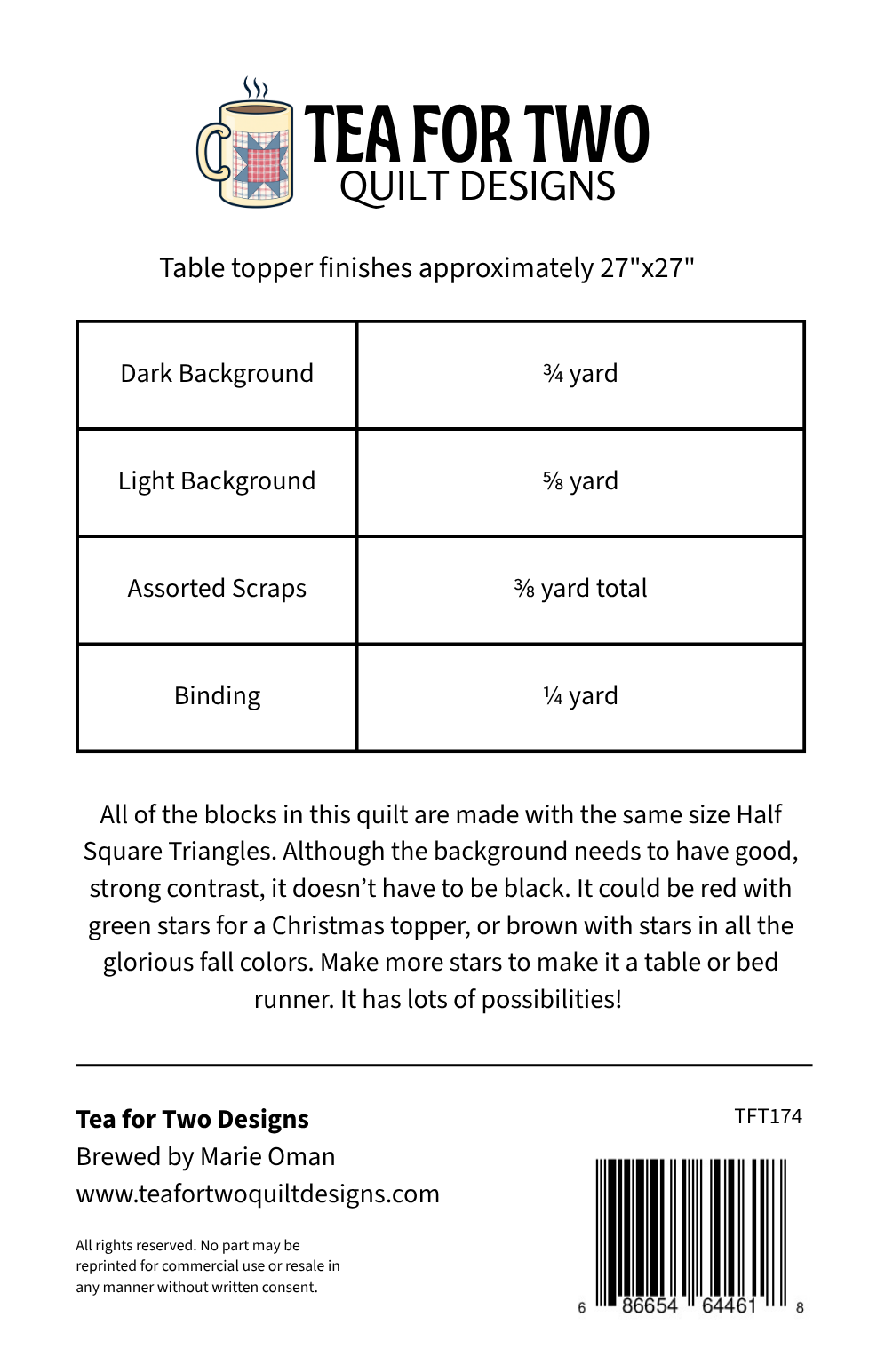 Wicker Table Topper Pattern by Tea for Two Designs
